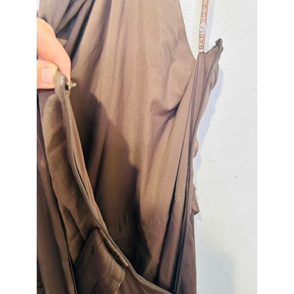 SACHIN & BABI Brown Sleeveless Tie Neck Banded Waist Kayla A-Line Gown Size 0 - Picture 10 of 14